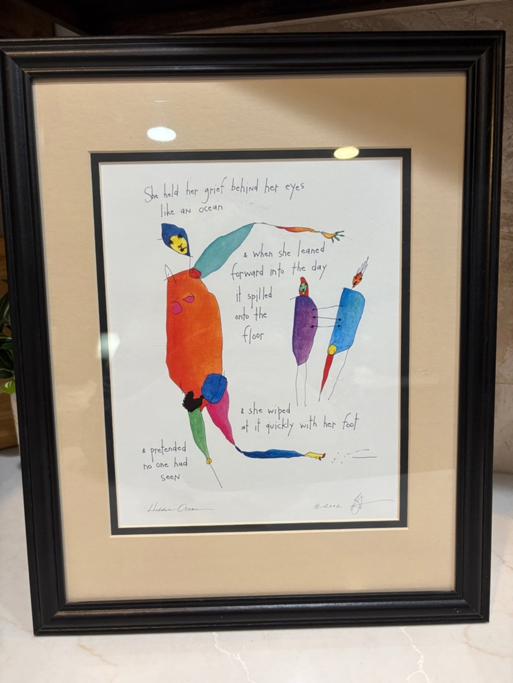 Vintage StoryPeople Signed Framed Art Print by Brian Andreas 11x14 NWOT